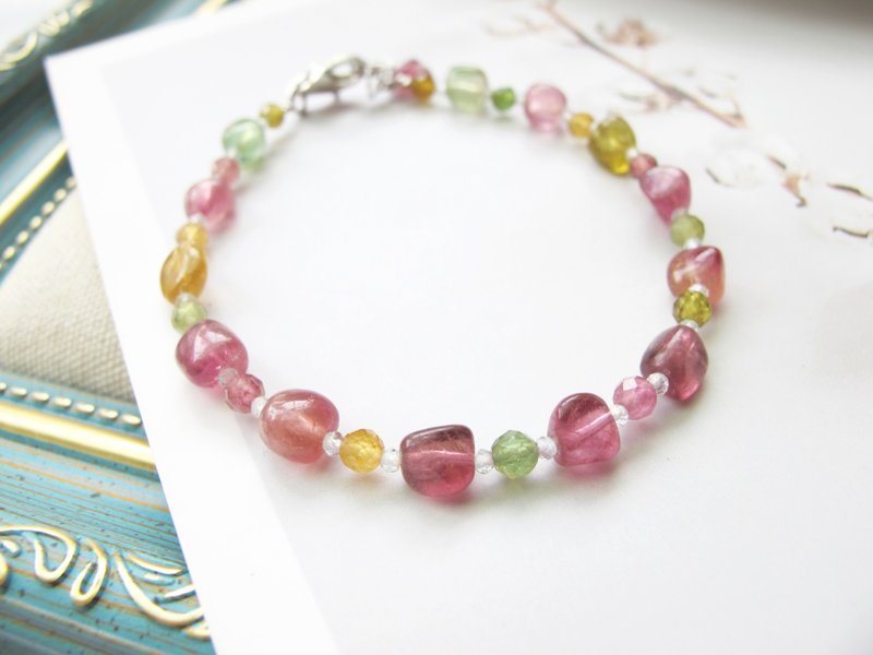 多色碧玺【水蜜桃碧玺】加强亲和力 改善人际关系 充满正面能量 - 手链/手环 - 宝石 多色