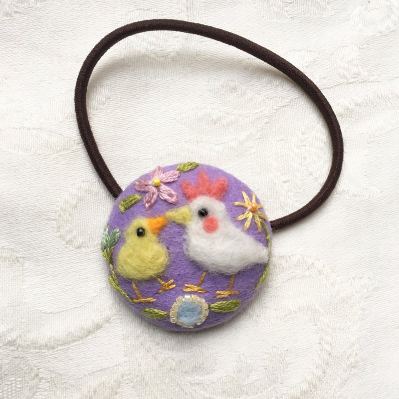 Chicken and chick parent and child hair rubber - 发饰 - 羊毛 紫色
