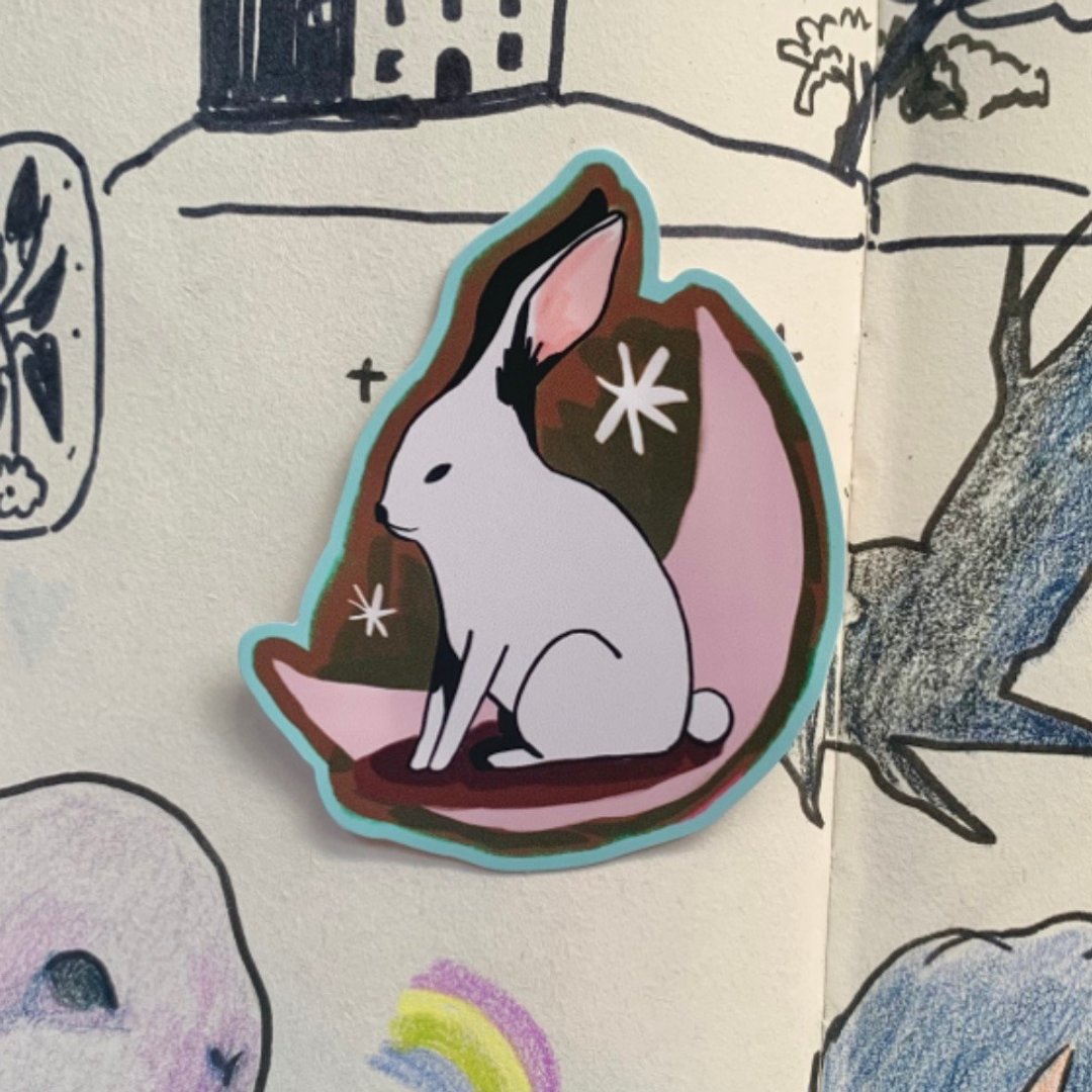 moon bunny sticker - 贴纸 - 防水材质 多色