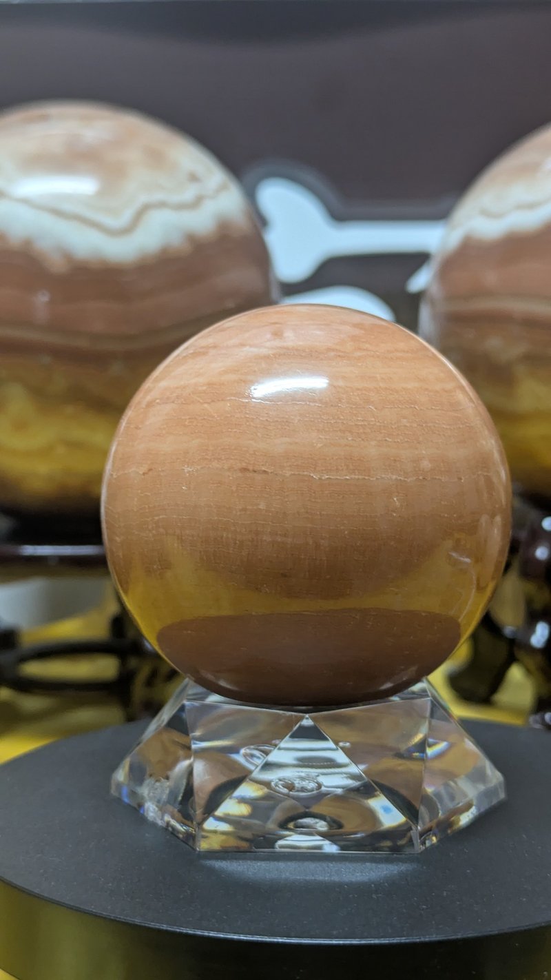 【运好气】 暖阳霞光 龙宫舍利球 活力旺运 稳固能量场 (70mm) - 摆饰 - 石头 卡其色