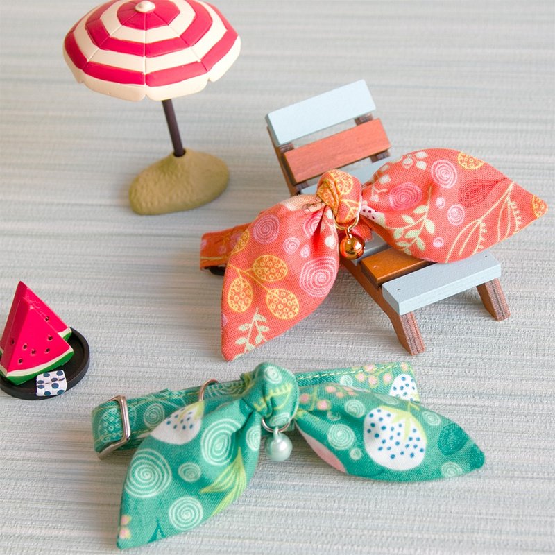 热情森巴系列-赫本巾款 猫项圈 狗项圈 定制化尺寸 刻字服务 吊牌 - 项圈/牵绳 - 棉．麻 