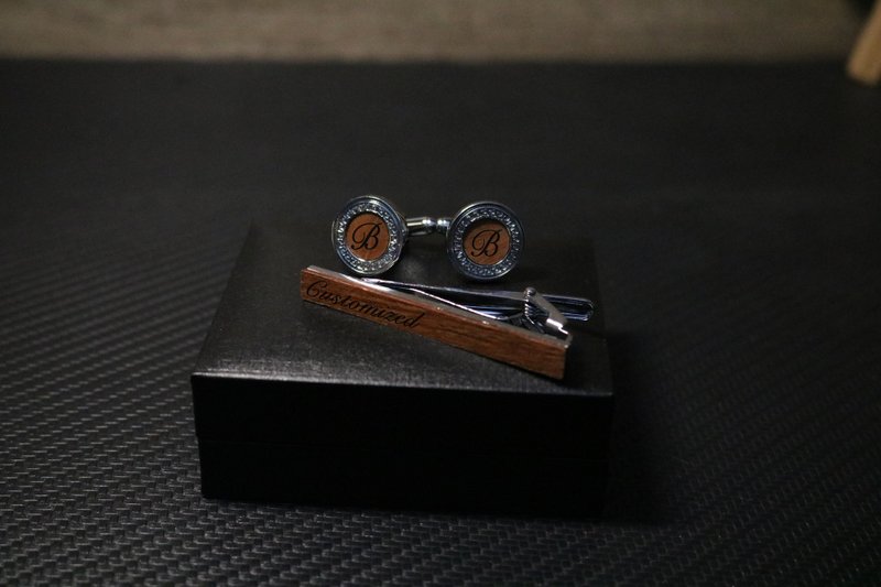 梨花木袖扣领带夹套装免费刻字商务绅士配件 - 领带/领带夹 - 木头 多色