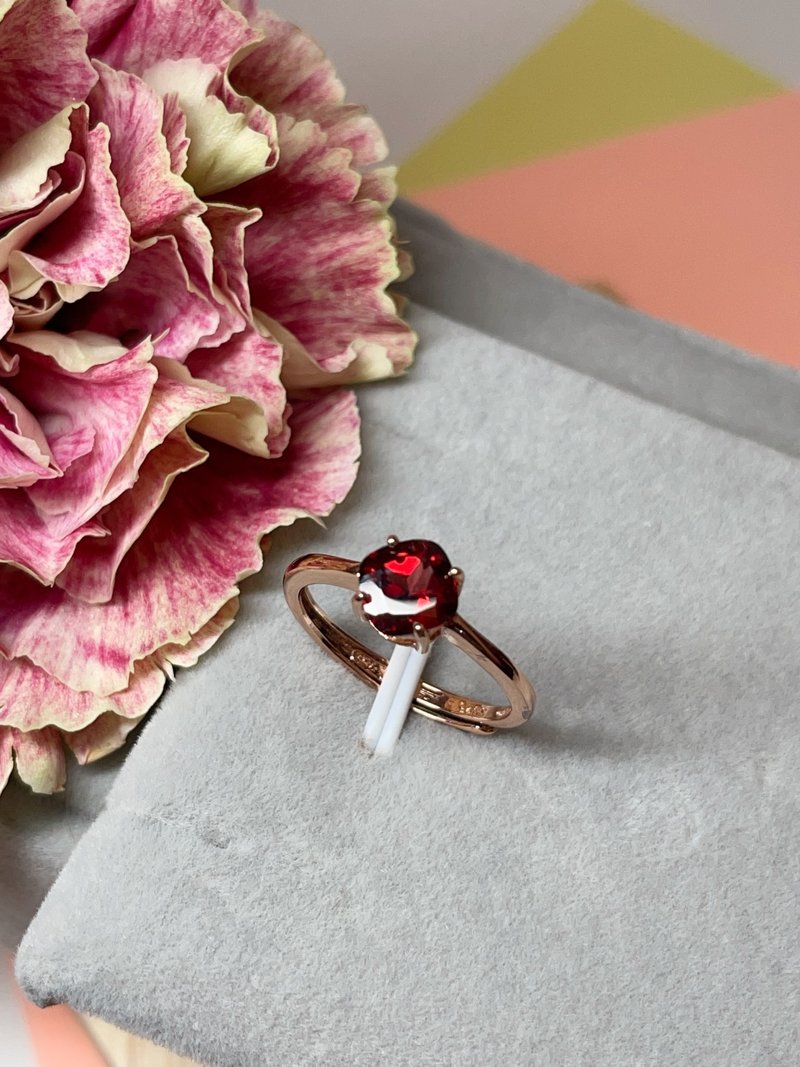 S925纯银红色石榴石戒指 - 戒指 - 纯银 红色
