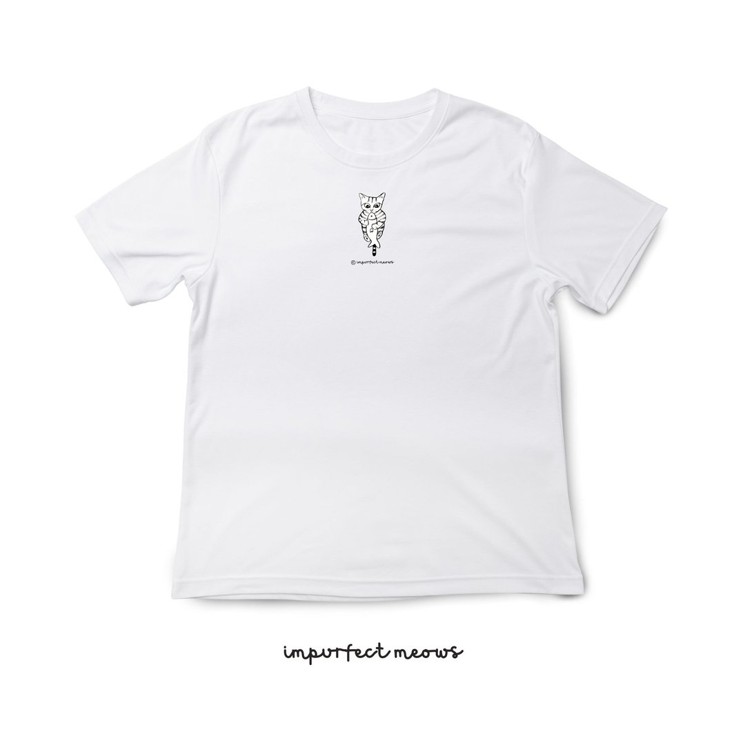 不完美猫咪 Impurfect Meows | 贪吃猫 T-Shirt - 女装 T 恤 - 棉 白色