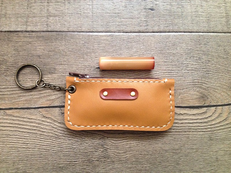 POPO│奶茶色│收纳包│皮革 - 钥匙链/钥匙包 - 真皮 咖啡色