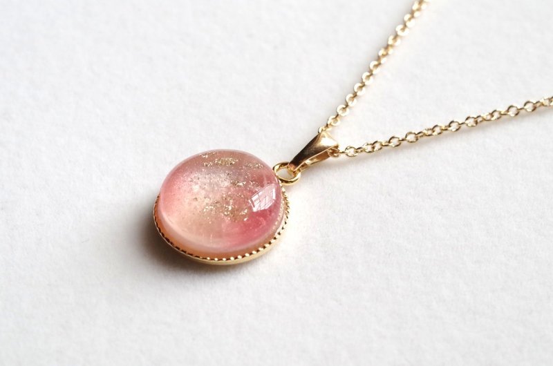 树脂艺术圆形吊坠/弹簧 - 项链 - 其他材质 粉红色
