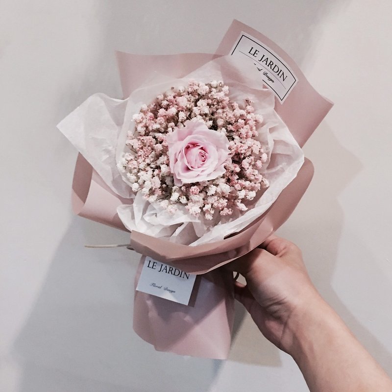 Le Jardin 温柔樱花 粉色 永生太阳玫瑰满天星干燥花束 - 植栽/盆栽 - 植物．花 