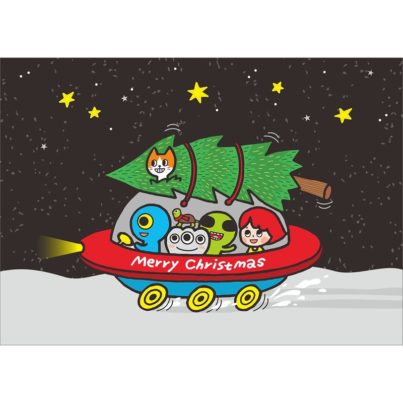 y星球_带耶诞树回家_明信片 - 卡片/明信片 - 纸 黑色
