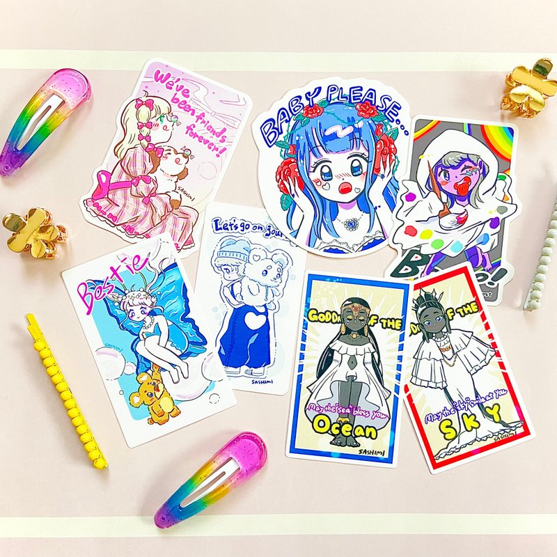 波普奇幻风贴纸 7 入组 - 贴纸 - 纸 多色