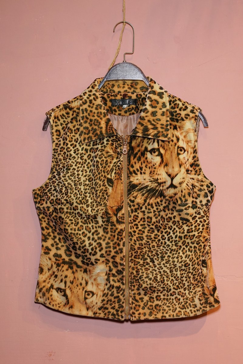 Vintage 古着 背心 古着背心 野性花豹麂皮背心 | 纯情百货行 - 女装背心 - 其他材质 橘色