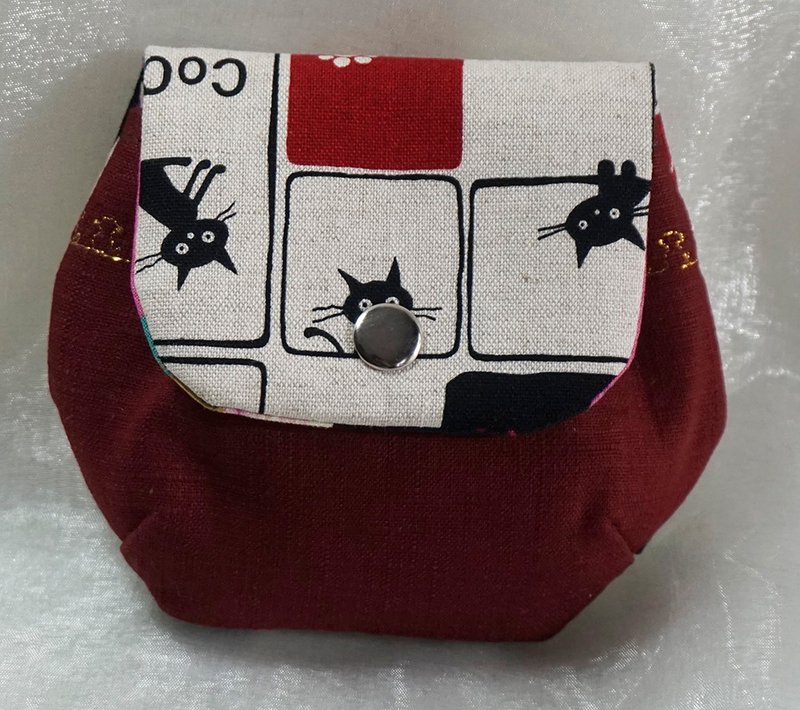 猫咪棉麻零钱包小包 - 零钱包 - 棉．麻 