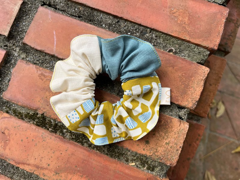 拼接荷叶发圈 / 甜甜圈 / 绿底酒杯 - 发饰 - 棉．麻 绿色