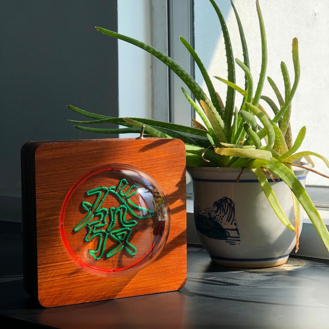 定制化礼物 手工制作单字灯 发 Single word LED neon light霓虹 - 灯具/灯饰 - 软木/水松木 绿色