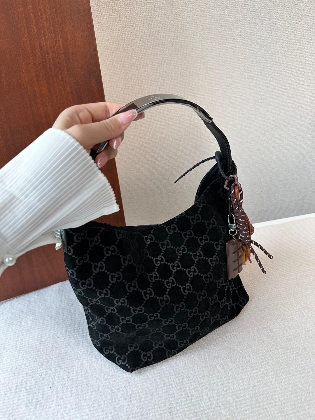 中古包 GUCCI 古驰 So Black Monogram Hobo - 手提包/手提袋 - 真皮 黑色