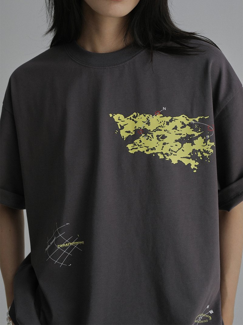 todaynowind 漂流风向印花短袖T恤 小领口宽松夏季TEE - 男装上衣/T 恤 - 棉．麻 多色
