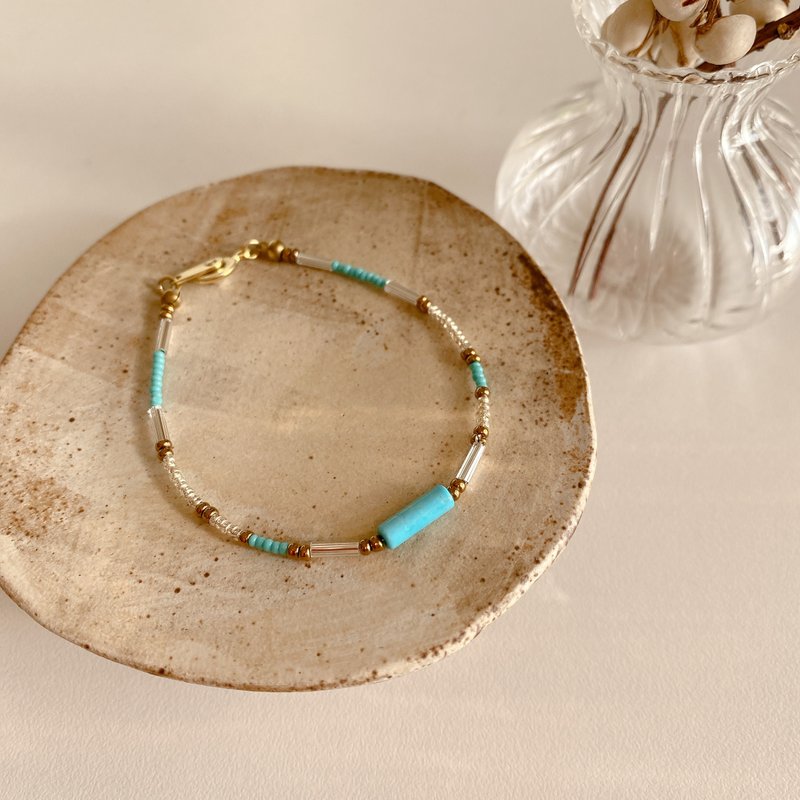 晴空海岛 - 捷克珠 松石 黄铜手环 - 手链/手环 - 铜/黄铜 多色