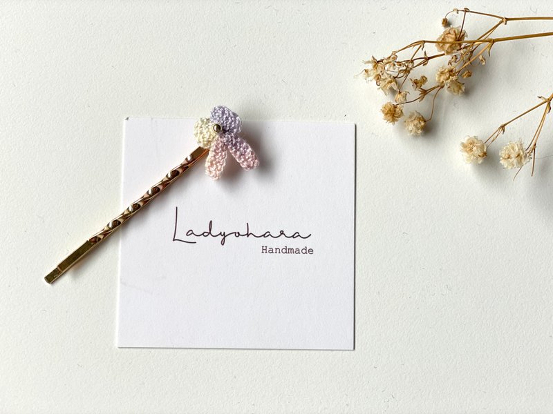 一字夹 /边夹 /发夹/金色螺旋纹 钩针编织发夹 /金色点 - 发饰 - 其他材质 