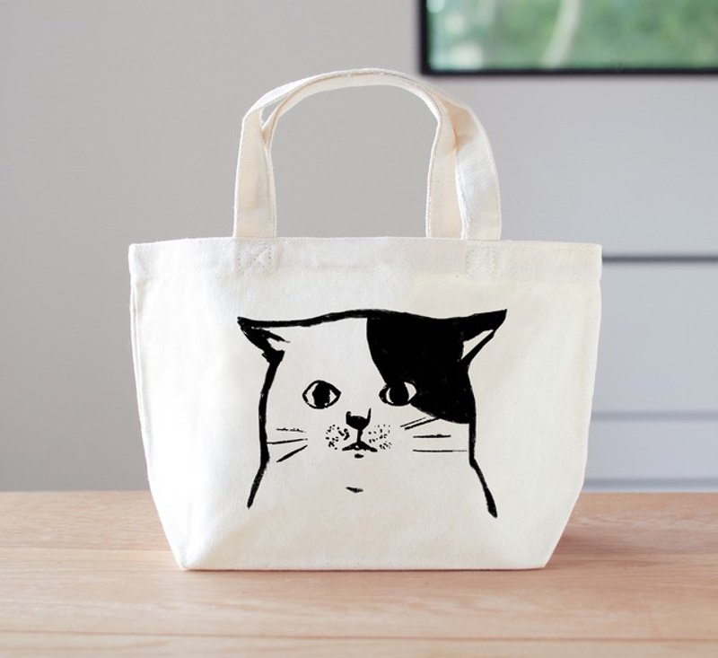 Cat Mini Bag Lunch Bag - 手提包/手提袋 - 棉．麻 白色