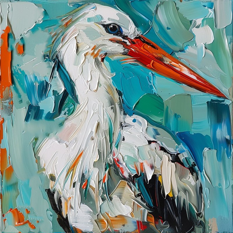 鹳画鸟艺术原创动物油画墙艺术装饰 - 墙贴/壁贴 - 其他材质 多色