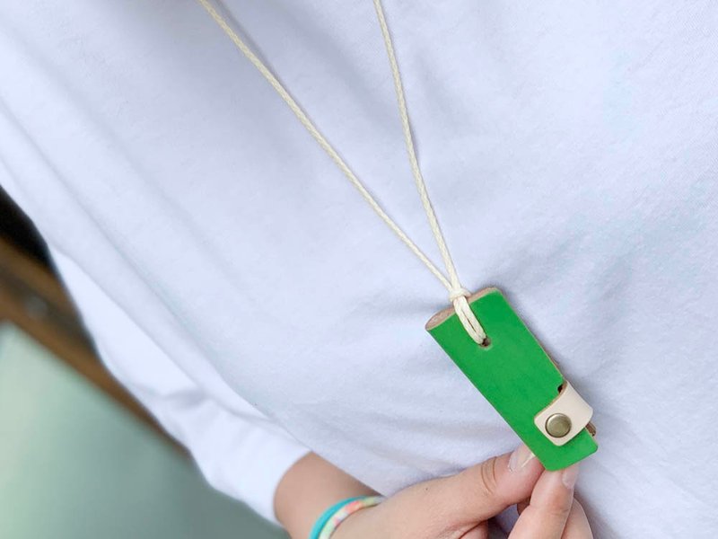 OTONA Natural Earth Color Midori Adult Kagiko Keychain Key Cover Neck OKK-GWW-W - 钥匙链/钥匙包 - 真皮 绿色