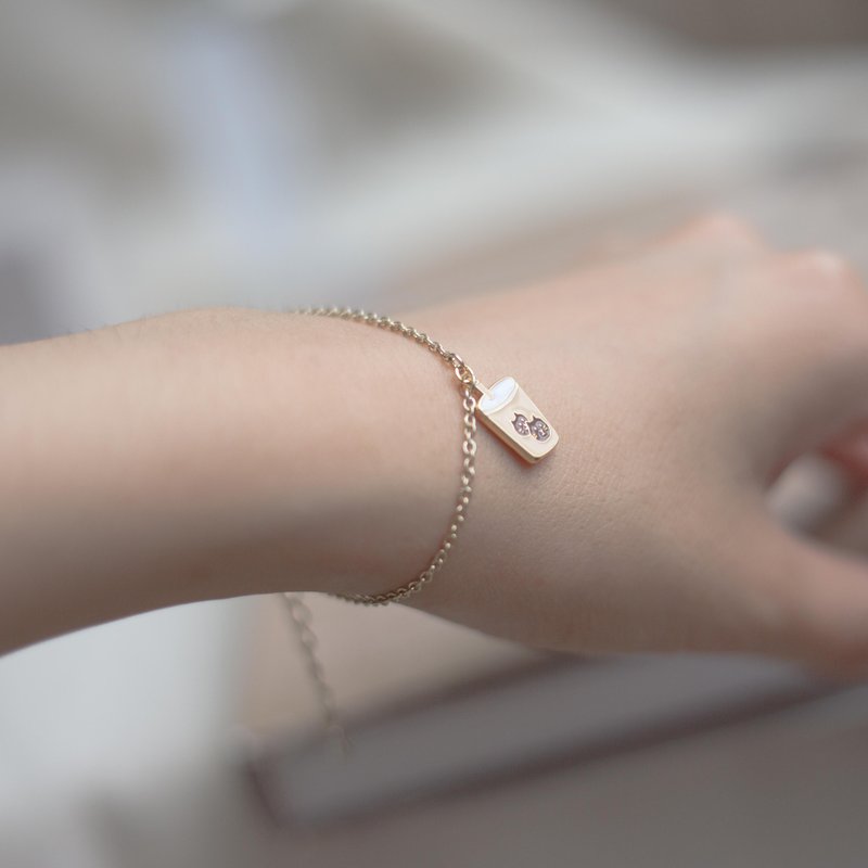 黑猫珍珠奶茶 白猫三明治 猫咪 芒果冰 手链 项链 生日礼物 - 手链/手环 - 珐琅 黄色