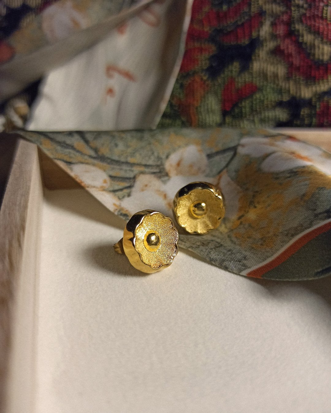 古典耳环 / 金花 - Vintage - 耳环/耳夹 - 其他材质 金色