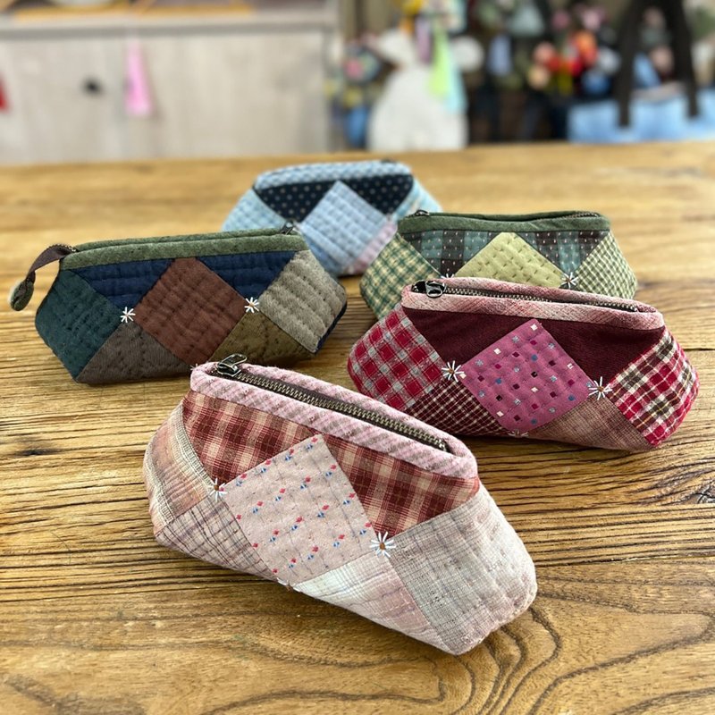 diy拼布笔袋 手工材料 布艺 收纳包 零钱包 文具袋 礼物 半成品 - 铅笔盒/笔袋 - 棉．麻 
