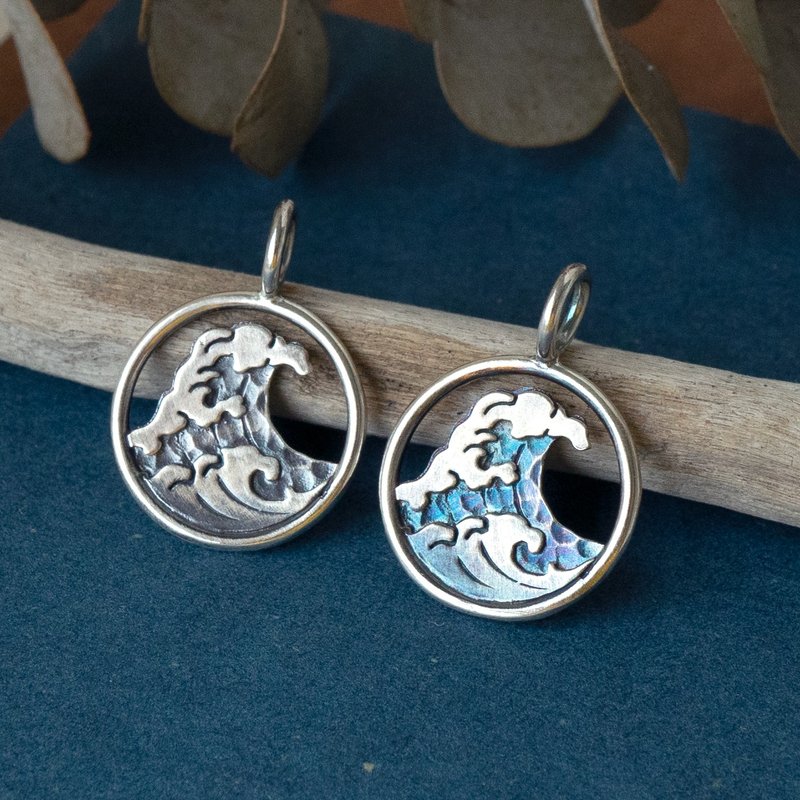 【浮世绘海浪】圈圈925纯银项链 神奈川冲浪里 冲浪 潜水 送礼 - 项链 - 纯银 银色