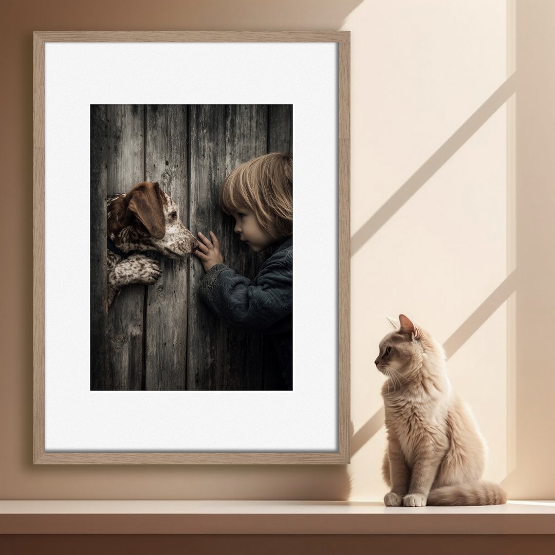 装饰画-附画框 | 猫| 狗| 挂画| 入厝礼| 商店布置| 海报 - 画框/相框 - 木头 卡其色