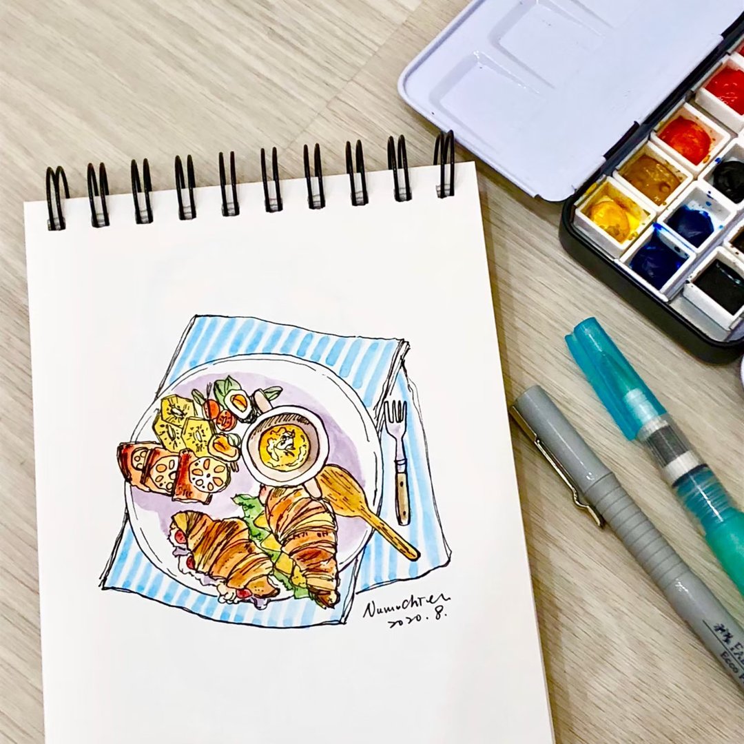 在线课程/水彩速写/早午餐 - 线上课程/教学影片 - 其他材质 