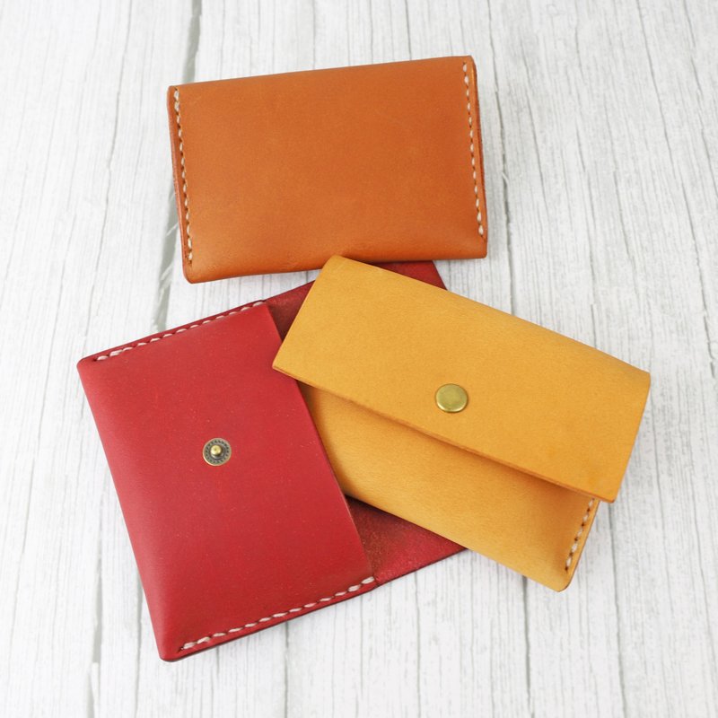 【真皮简约名片包/零钱包】wallet 欧洲植鞣牛皮/定制化刻字 - 零钱包 - 真皮 多色