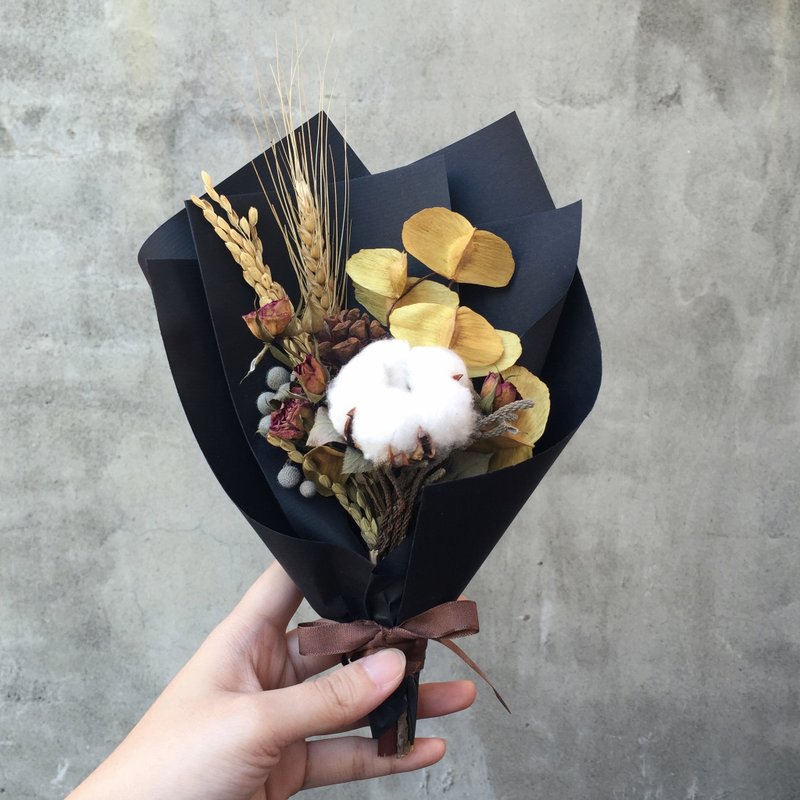 棉花 迷你玫瑰 干燥花束 - 植栽/盆栽 - 植物．花 金色