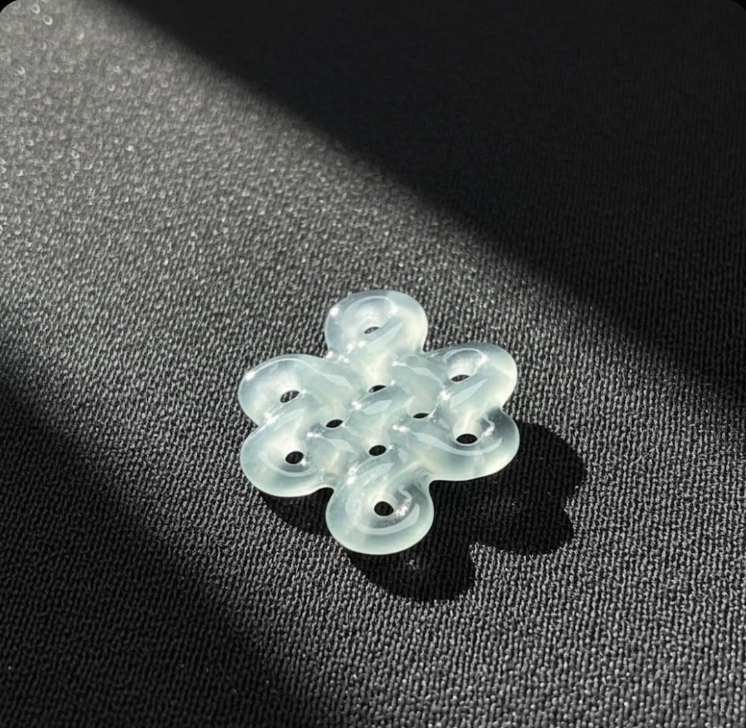 冰种蓝水翡翠吉祥如意结 | 天然翡翠 A 货 | 送礼 - 金工/饰品 - 玉石 绿色