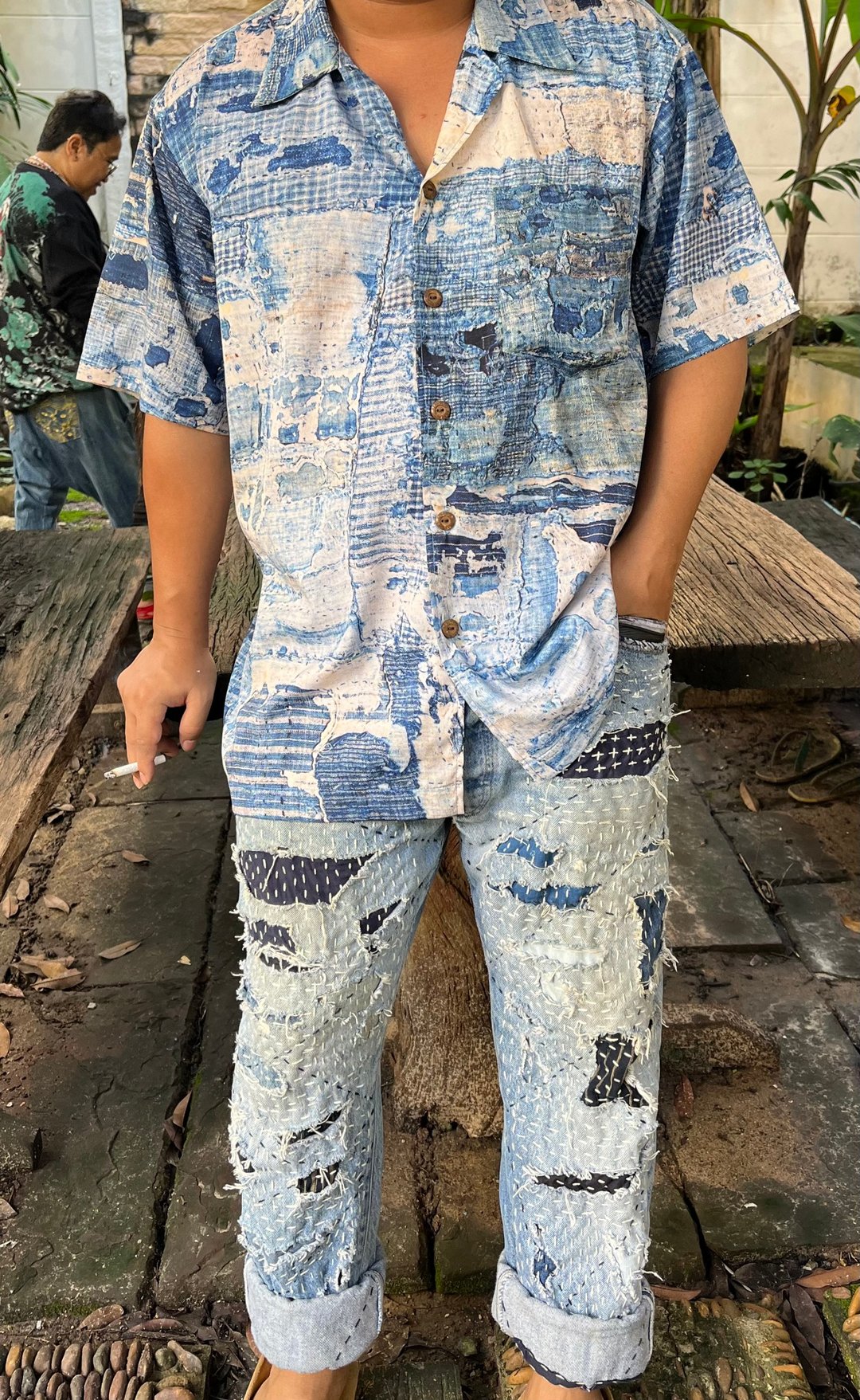 Hawaii Shirt (Boro print) - 男装衬衫 - 聚酯纤维 多色