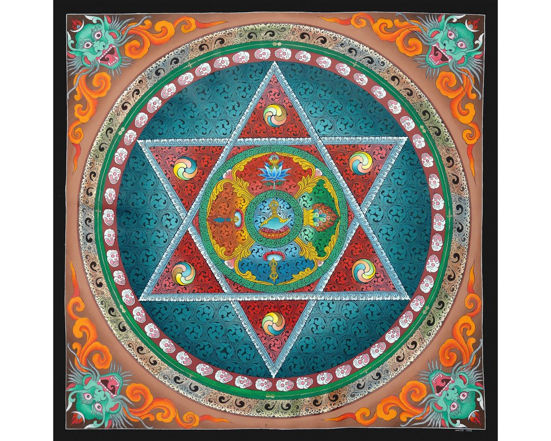 Shree Yantra 曼陀罗唐卡——和平、力量与丰盛的神圣几何 - 墙贴/壁贴 - 其他材质 多色