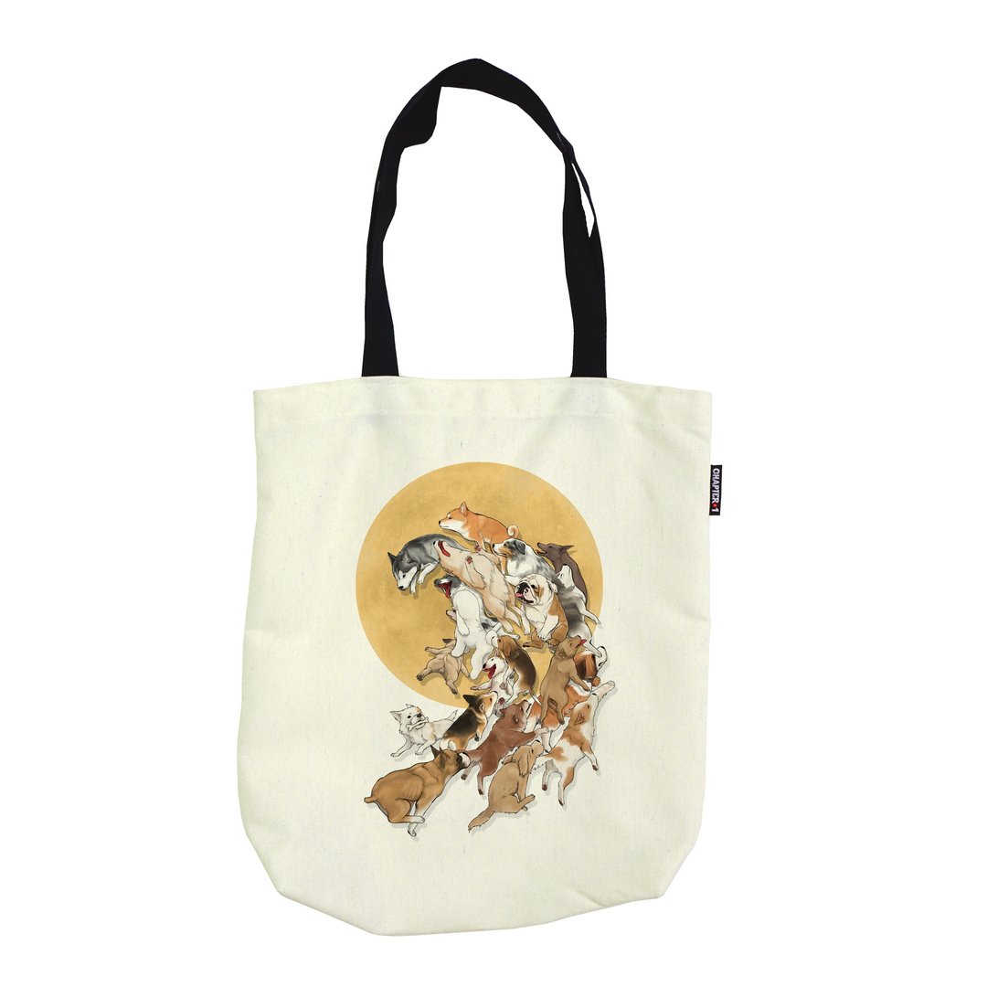 Dog Wave Foldable shoulder bag Canvas Reduce global warming - 其他 - 塑料 黑色