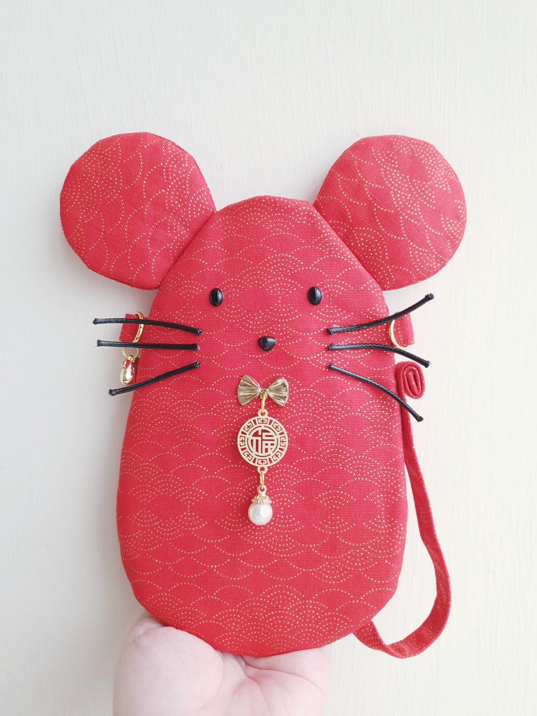 【Happy Rat Year】鼠来宝肩背两用红包袋 - 侧背包/斜挎包 - 棉 红色
