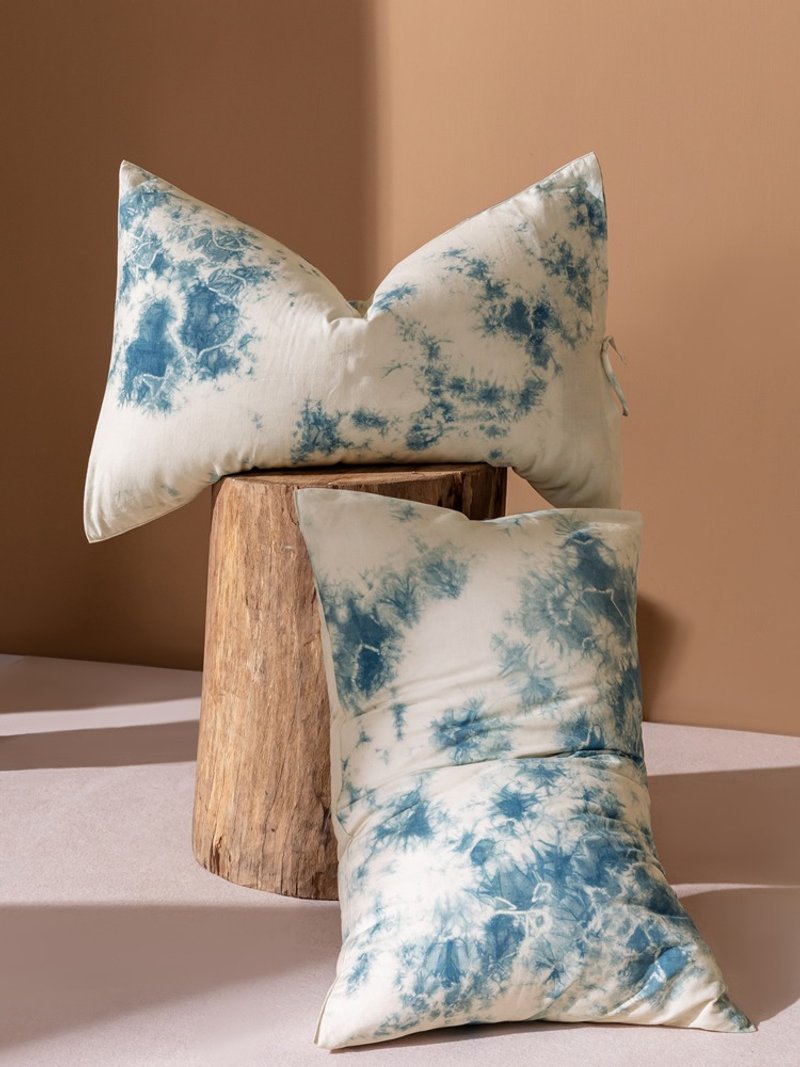 非遗手工靛蓝植物云染 棉麻枕套2只 四季用 - 寝具 - 棉．麻 蓝色