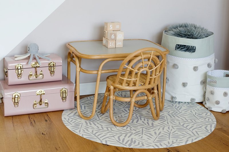 Toddlekind叶子系列圆形防刮抗污地垫-石头灰 - 地垫/地毯 - 其他材质 