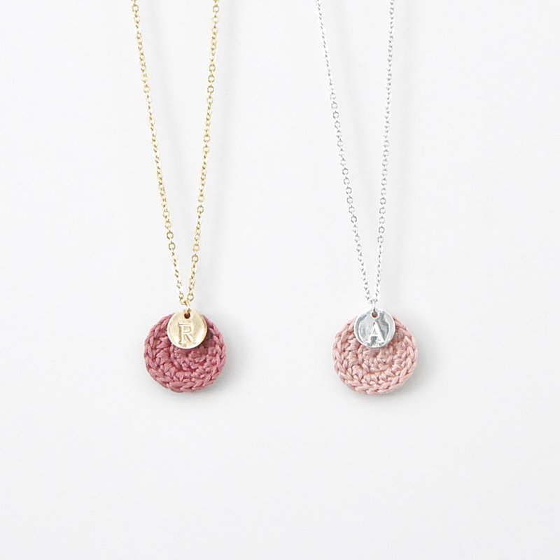 【Goody Bag】订制 你的专属 *幸福年轮* 项链 自选英文字母 1+1 - 项链 - 绣线 粉红色