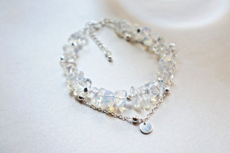 【生日石系列 V|十月】|蛋白石碎石| 灵感想像力|突破|潜藏魅力 - 手链/手环 - 半宝石 多色