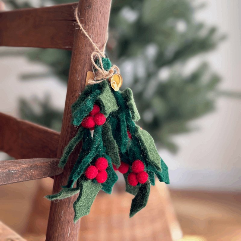 圣诞树吊饰 经典槲寄生 圣诞装饰 羊毛毡圣诞挂饰 圣诞布置 - 摆饰 - 羊毛 