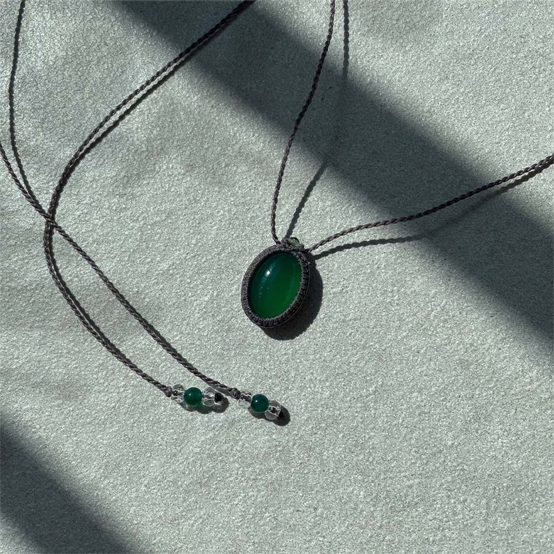 Green power 绿玉髓复古波西米亚宝石花边项链 - 长链 - 半宝石 绿色
