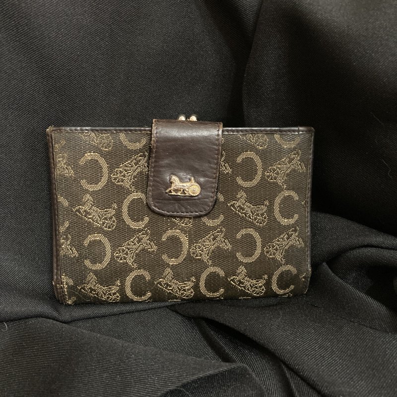 CELINE 咖啡色 经典 马车 老花 古董皮夹 vintage 瑕疵 - 皮夹/钱包 - 其他材质 咖啡色