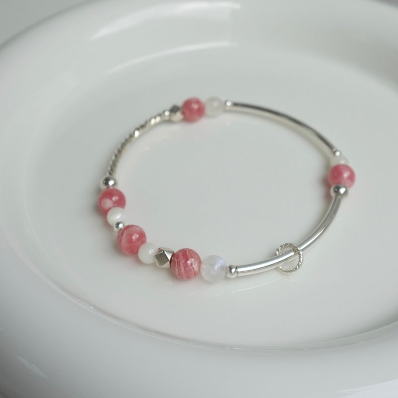 rose dawn/红纹石 月光石 贝壳/水晶手链 定制化 - 手链/手环 - 水晶 红色