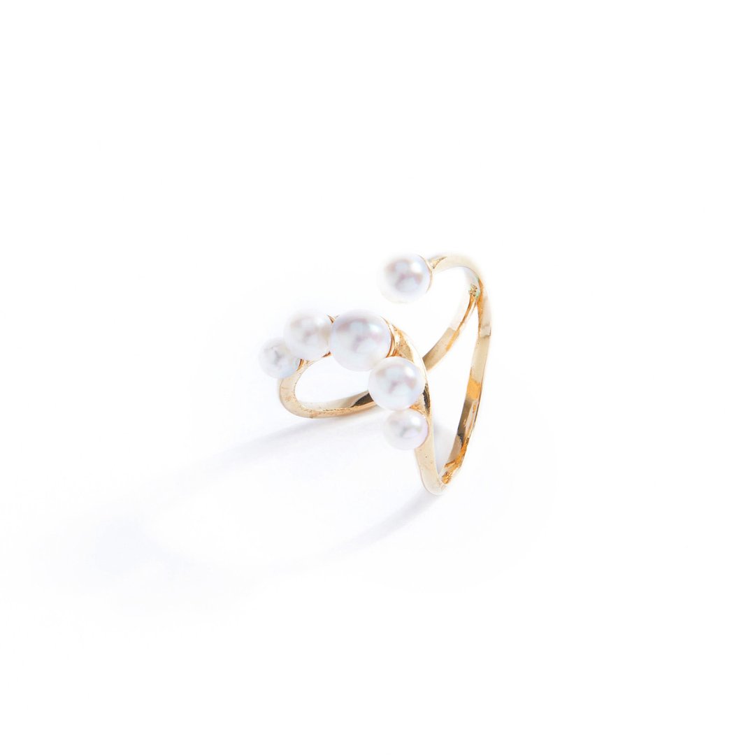 Akoya珍珠泡泡戒指 925银厚镀18K金 Hoofer Pearl Ring - 戒指 - 珍珠 粉红色