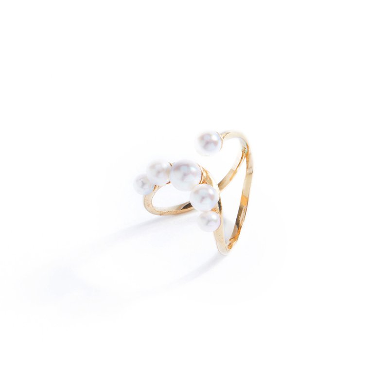 Akoya珍珠泡泡戒指 925银厚镀18K金 Hoofer Pearl Ring - 戒指 - 珍珠 粉红色
