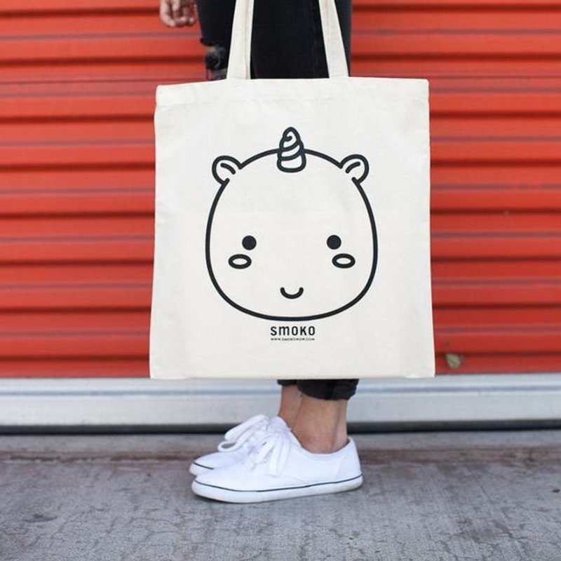 Elodie 独角兽托特包/帆布袋/环保购物袋/Tote Bag - 其他 - 棉．麻 卡其色