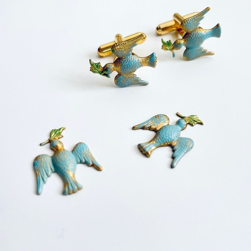 袖扣 【蓝鸟】 - 袖扣 - 铜/黄铜 蓝色