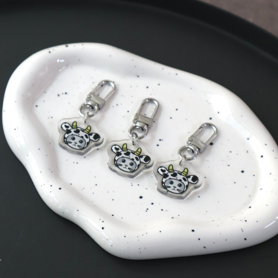 【十二星座喵 -  Taurus 金牛喵】钥匙圈 吊饰 Key Chain - 钥匙链/钥匙包 - 压克力 多色
